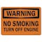 Signmission OSHA Warning Decal, No Smoking Turn Off Engine, 7in X 5in Decal, 5" W, 7" L, Landscape OS-WS-D-57-L-19697 - alternate 1